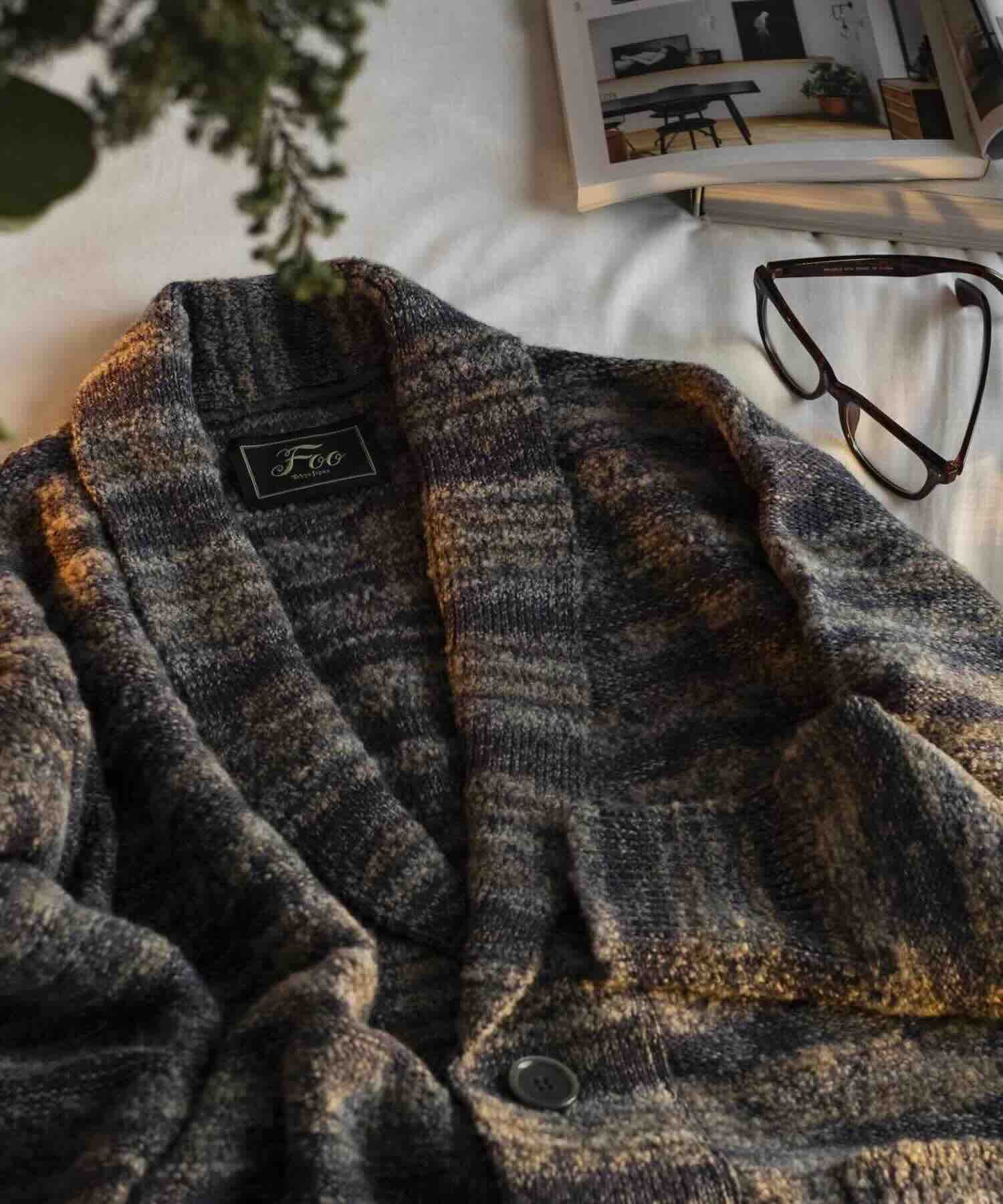 メランジニットカーディガン（ピンク×イエロー）