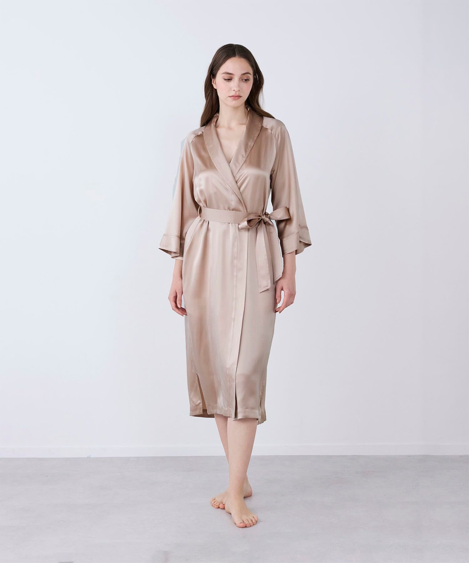 シルクガウン ピンクベージュ