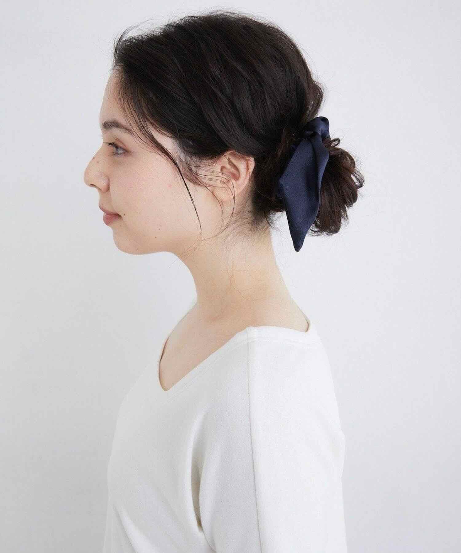 シルクリボンシュシュ 2WAYタイプ  エレガントネイビー