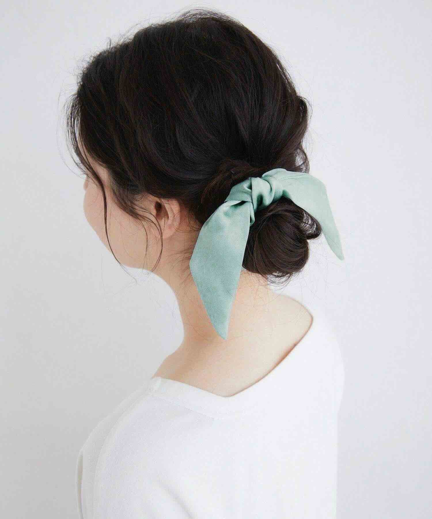 シルクリボンシュシュ 2WAYタイプ  ミントグリーン