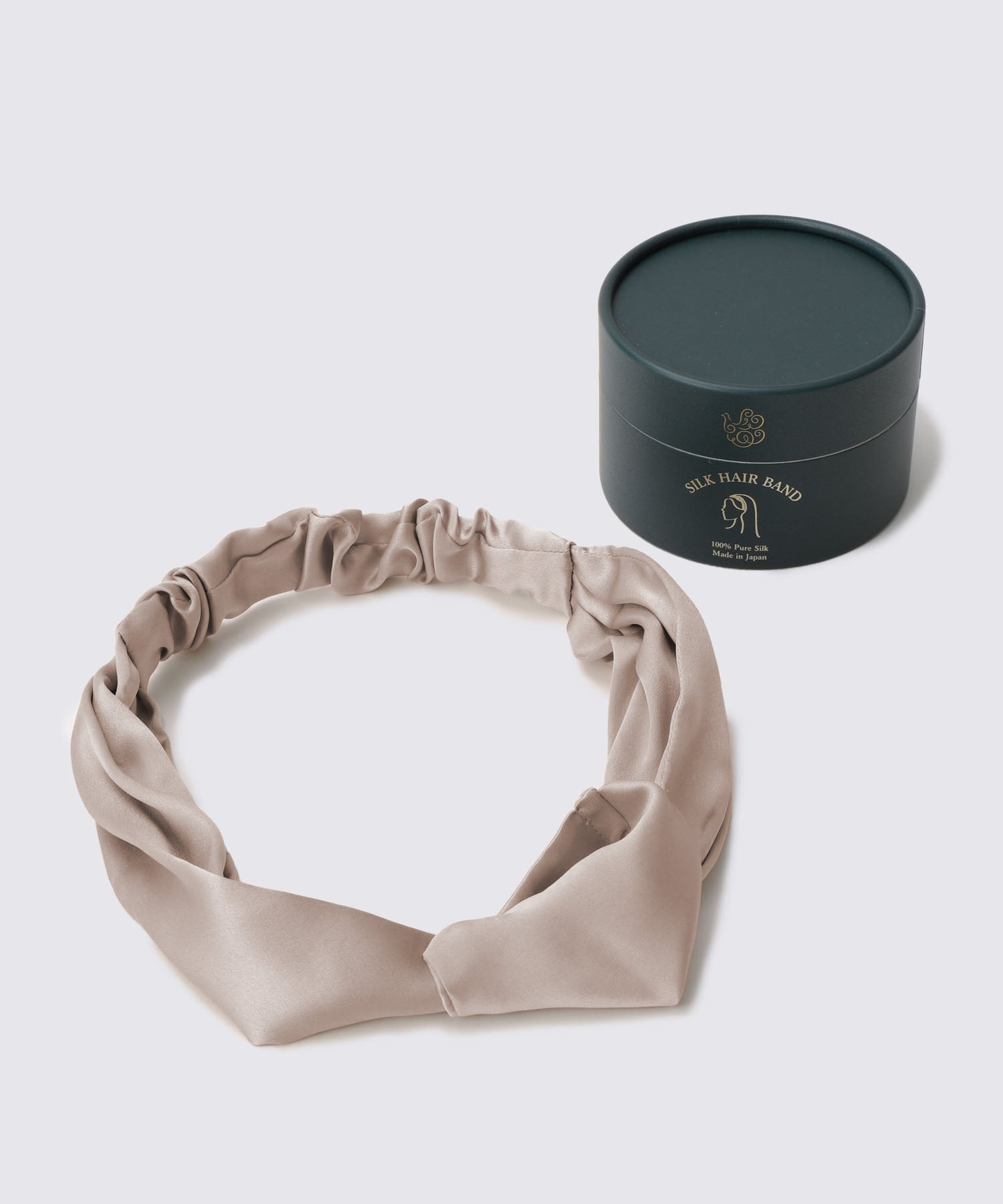 シルクヘアバンド ピンクベージュ