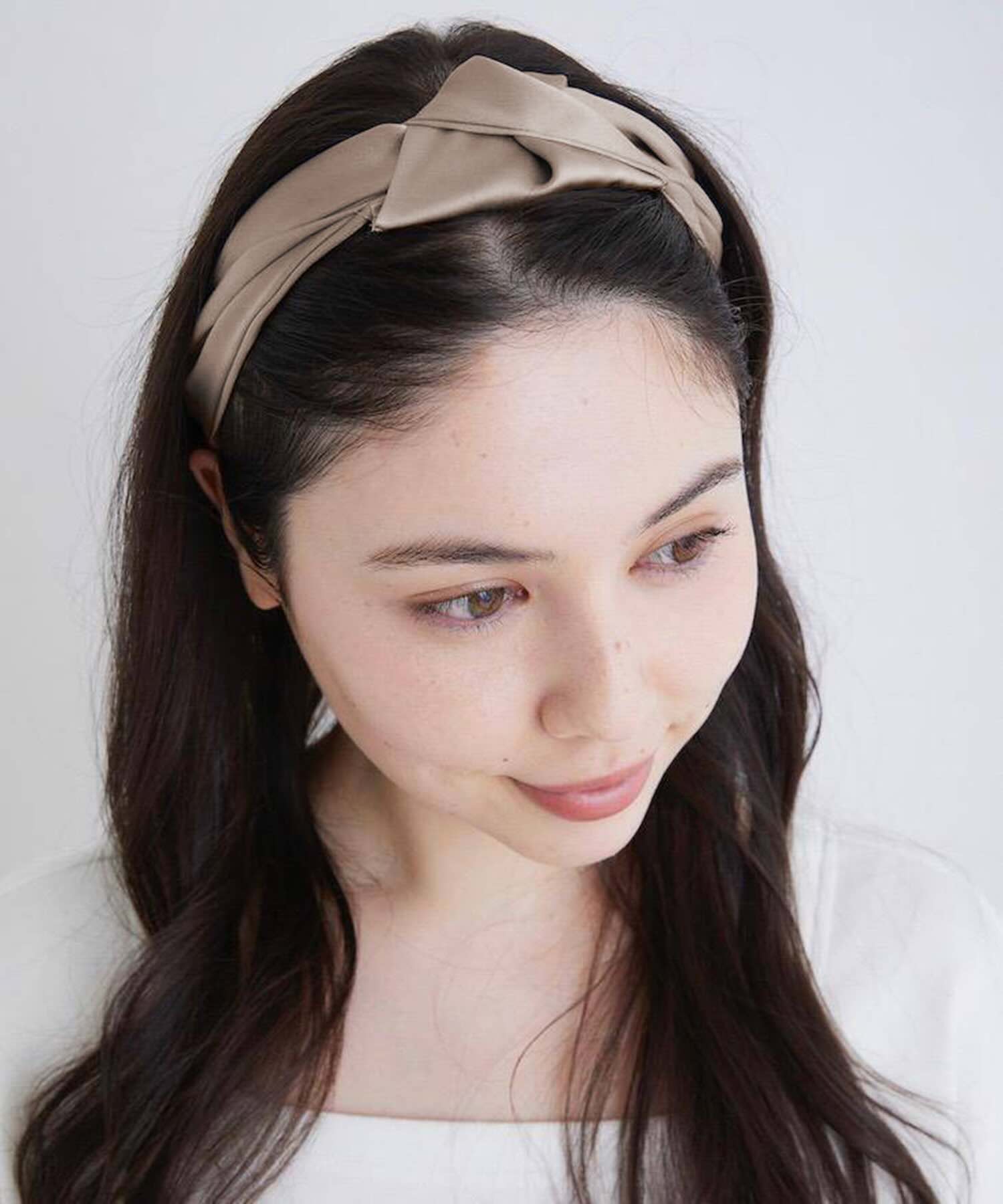 シルクヘアバンド ピンクベージュ