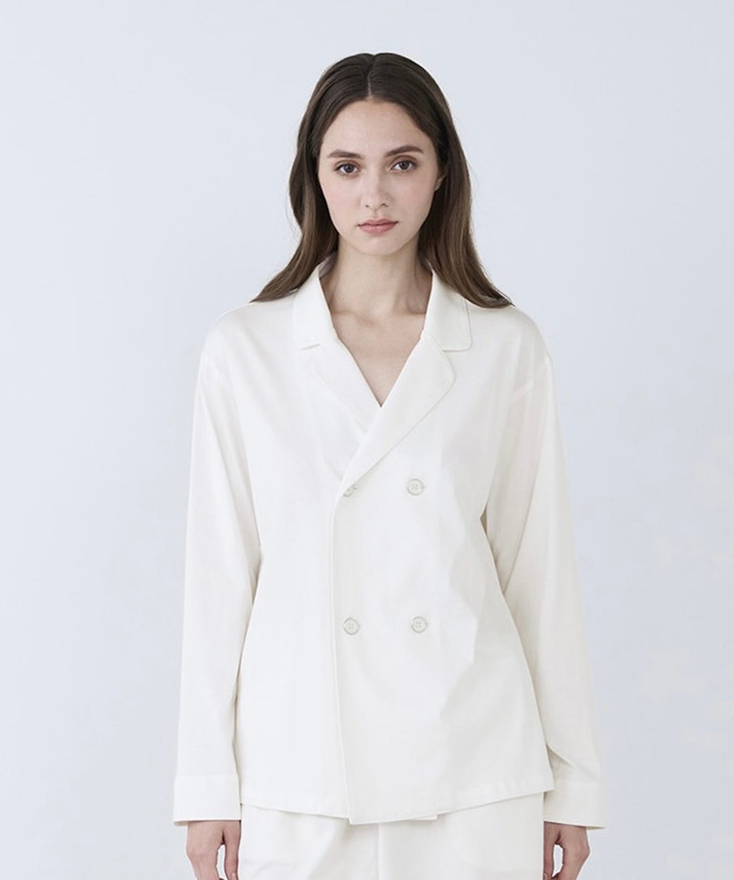 【トップス】ロイヤル オーガニックコットン ダブルボタン パジャマ オフホワイト