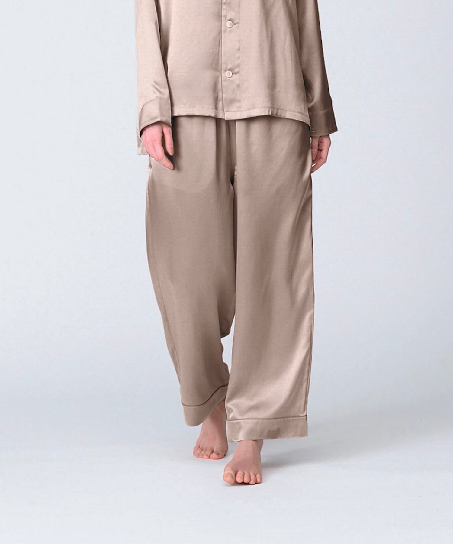 【ボトムス】シルクパジャマ ピンクベージュ