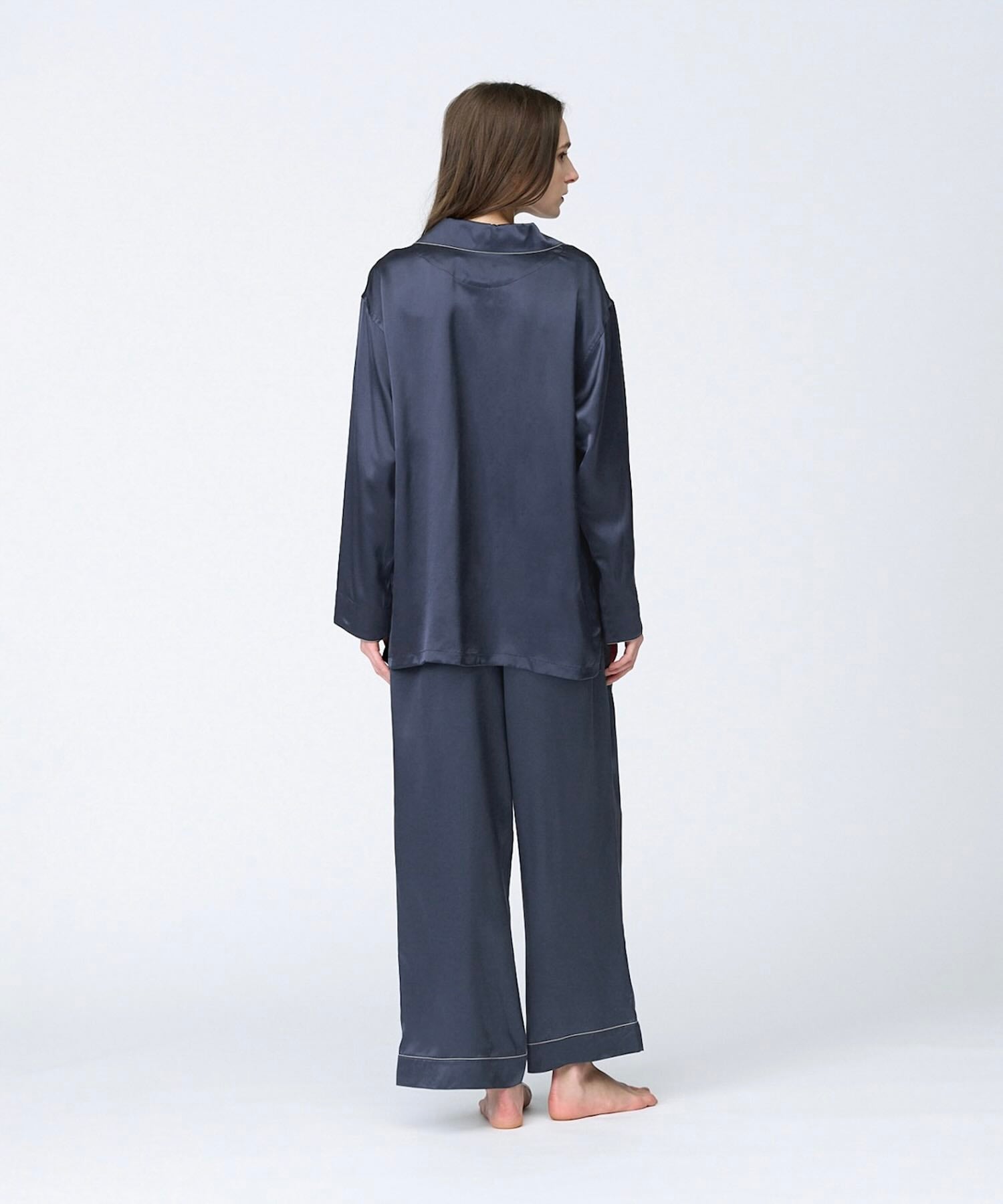 【セットアップ】シルクパジャマ プレーンカラー