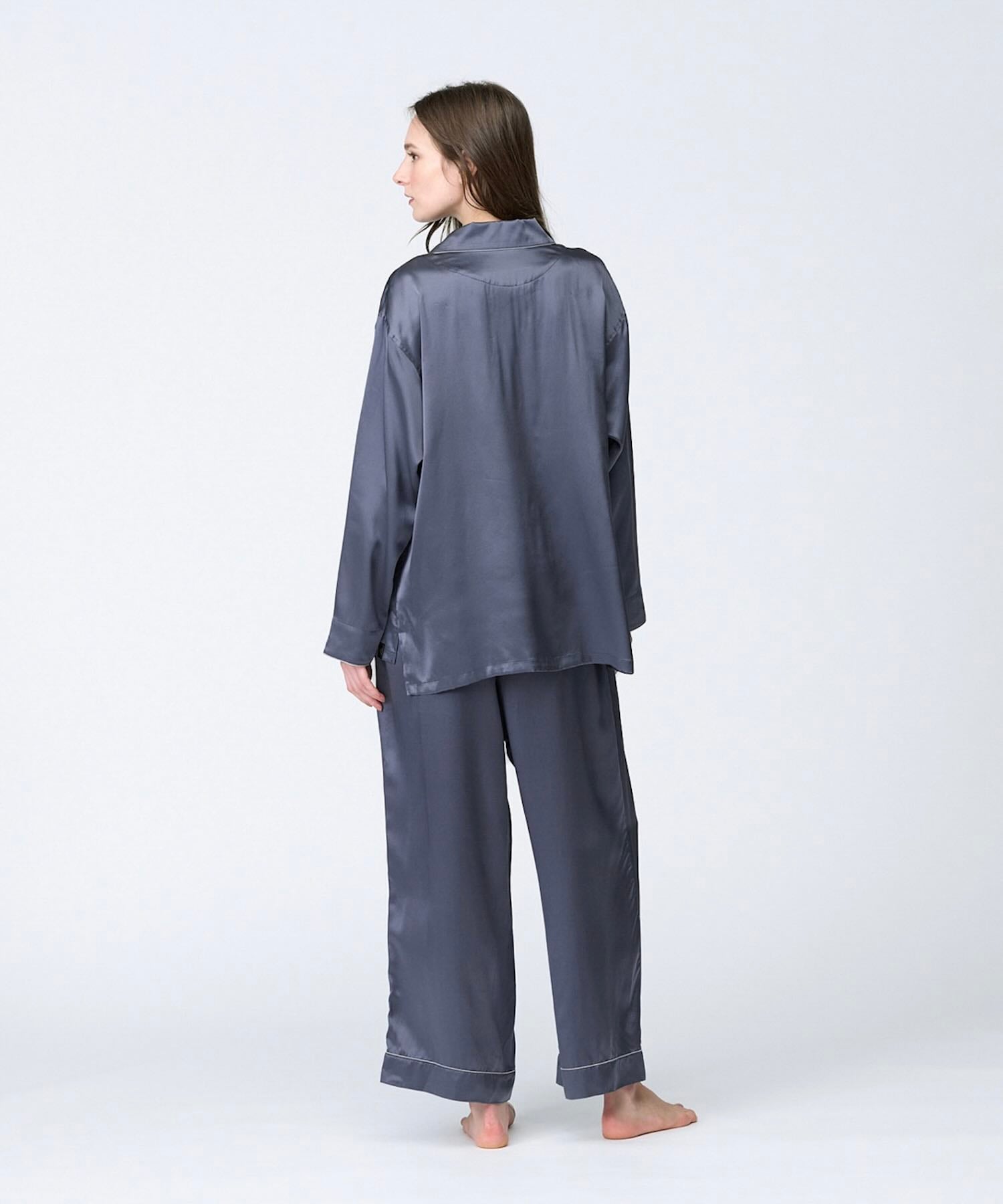【セットアップ】シルクパジャマ チャコールグレー