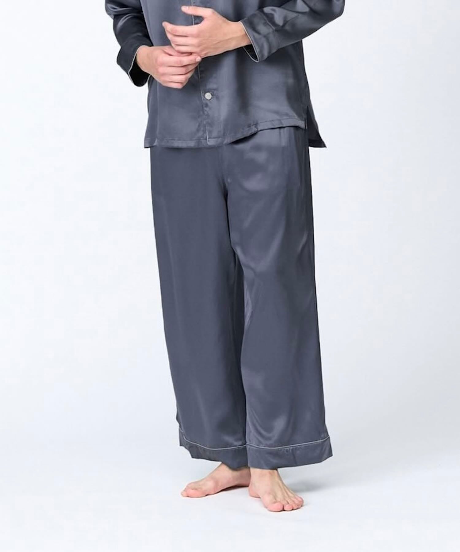 【ボトムス】シルクパジャマ チャコールグレー