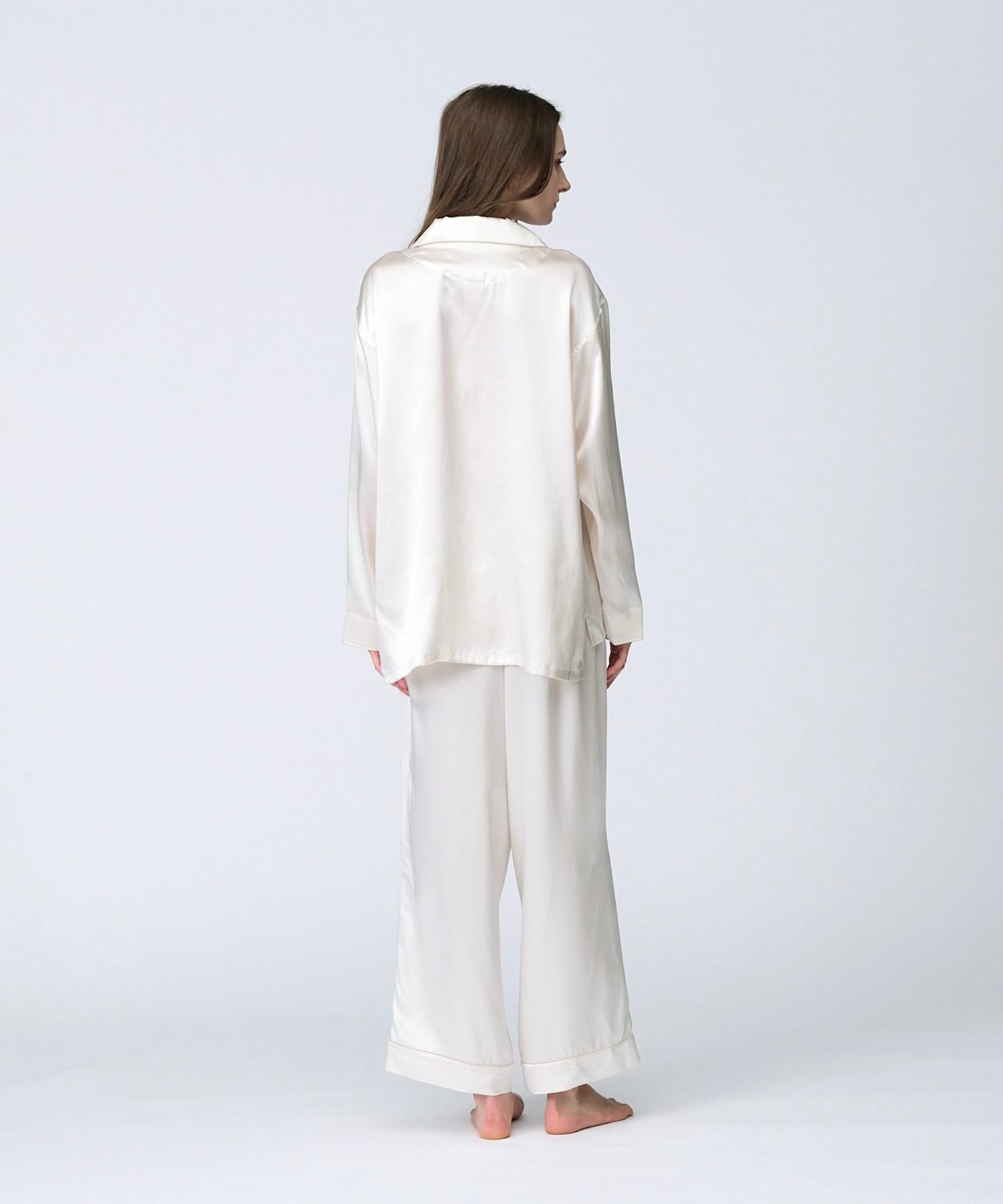 【セットアップ】シルクパジャマ プレーンカラー