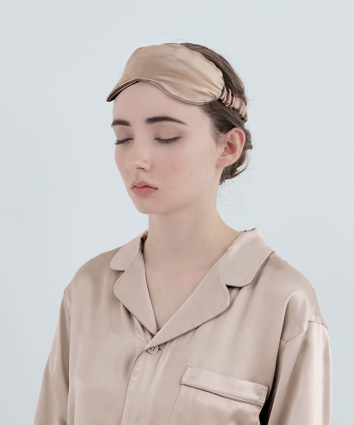 シルクアイマスク ピンクベージュ