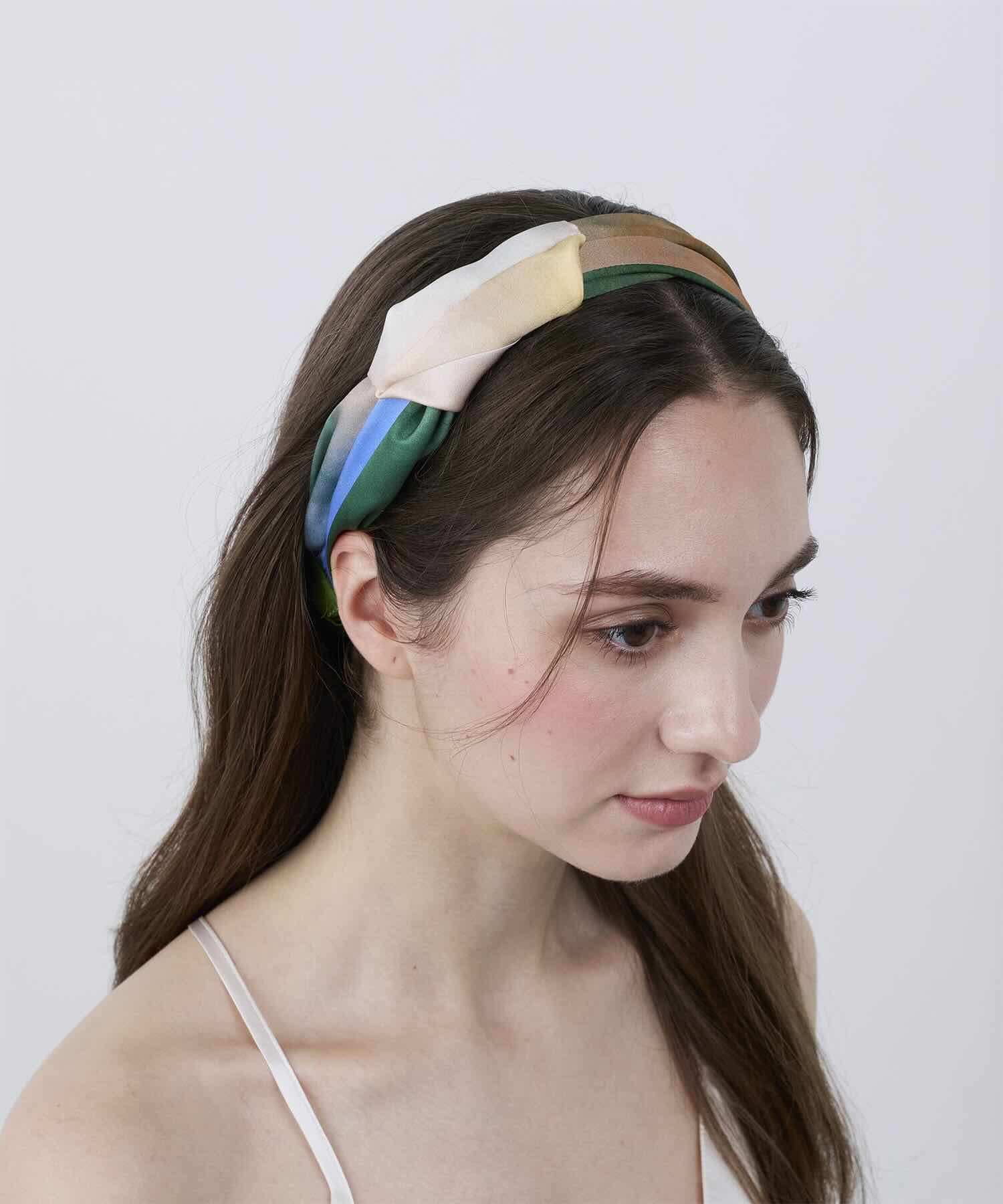 ウォータカラー シルクヘアバンド ミスティレイク