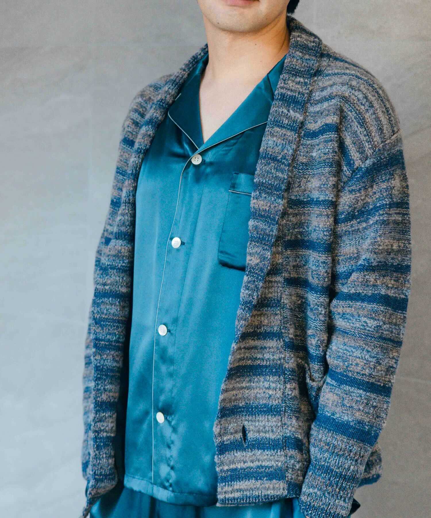 メランジニットカーディガン（グレー×ホワイト）