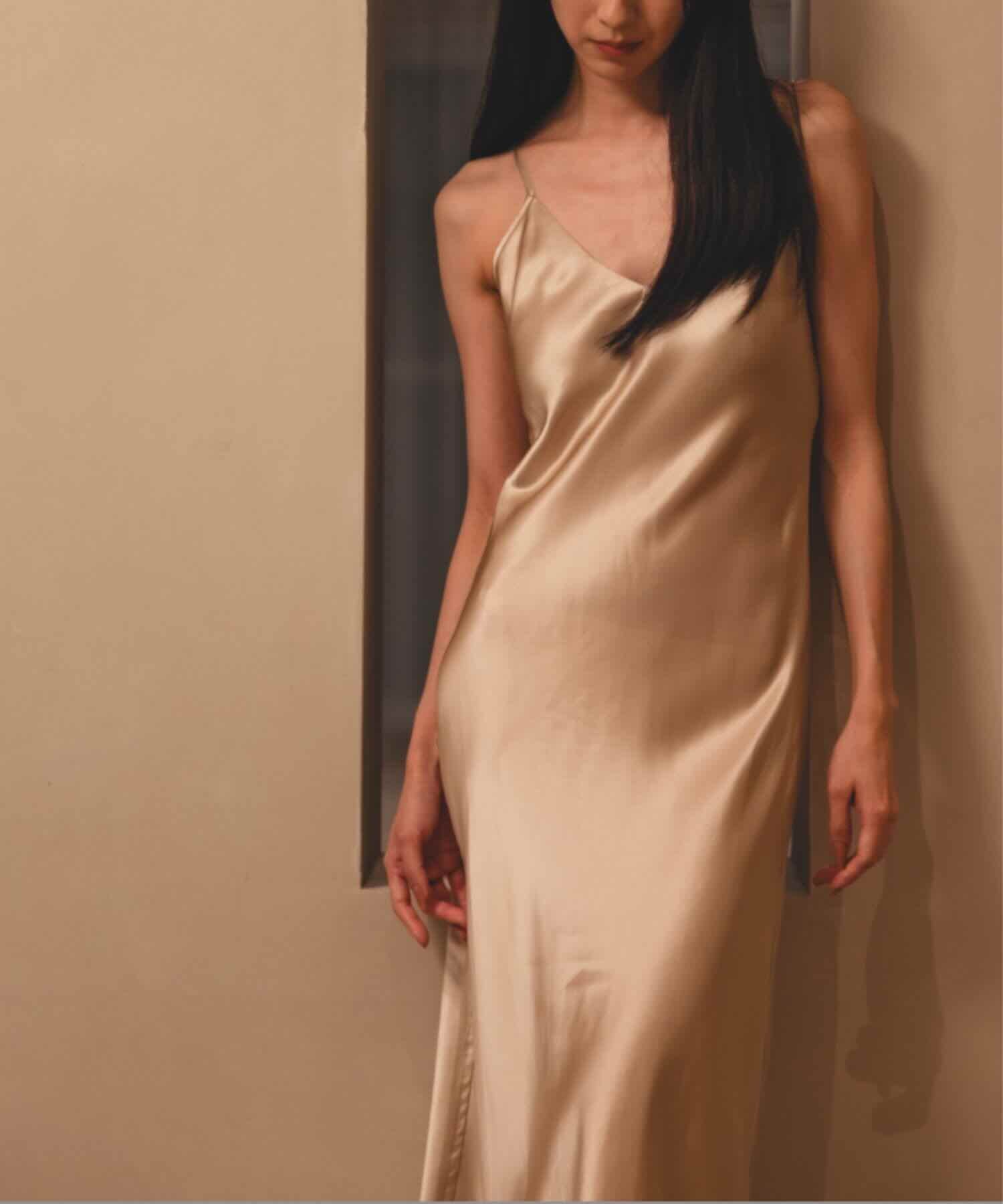 シルクドレス パールホワイト