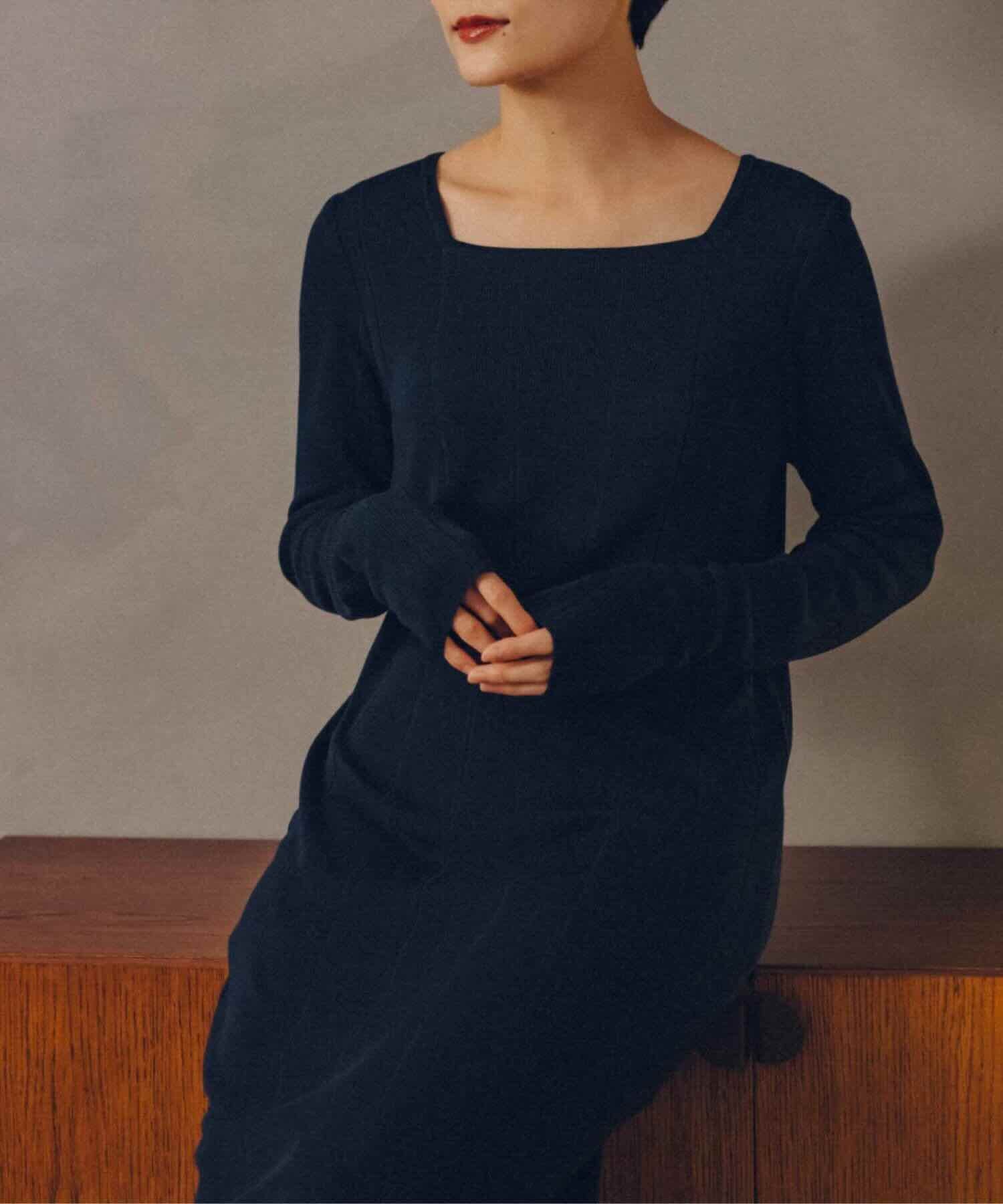 Foo Tokyo 公式ストア | シルクブレンドリブニットワンピース ネイビー