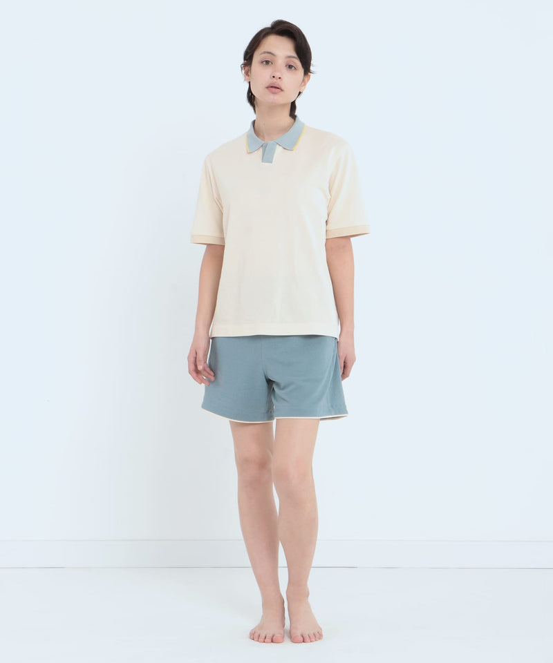オーガニックコットン バイカラーポロシャツ ベージュ - Foo Tokyo Japan 公式オンラインストア