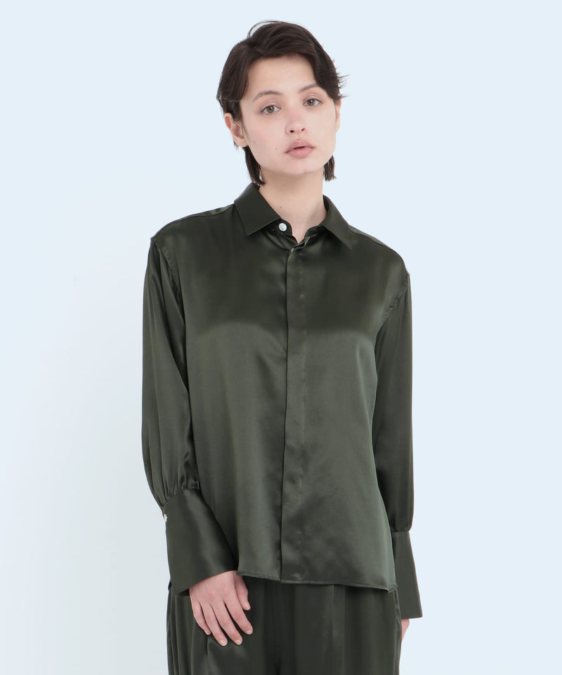 ロングカフス シルクシャツ カーキ - Foo Tokyo Japan 公式オンラインストア