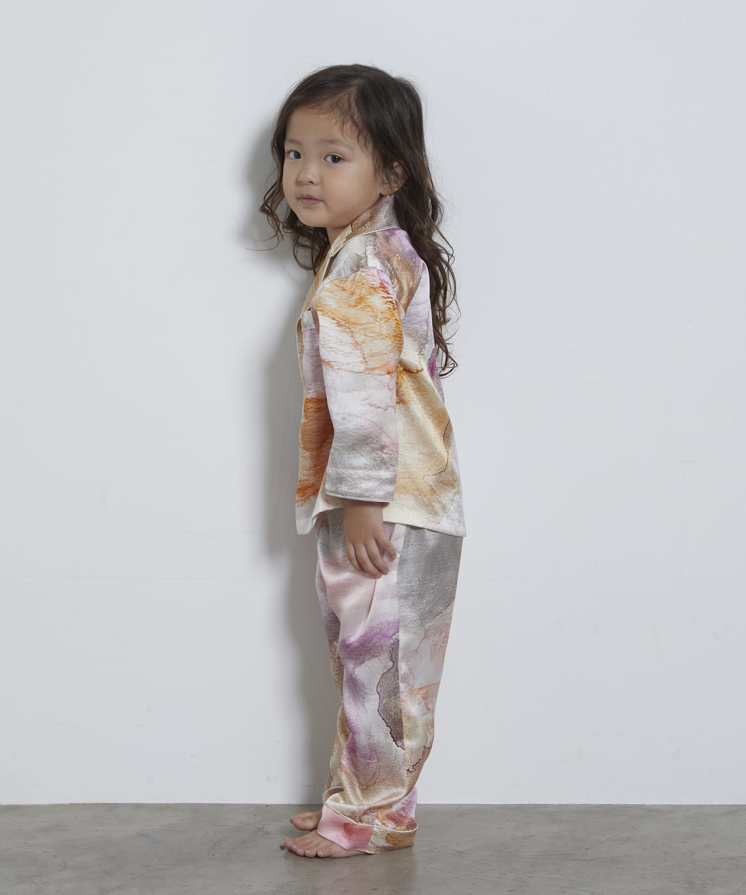 新品　リリーシルク　シルクパジャマ　キッズ　120 キッズ］シルクパジャマ グリーン セット