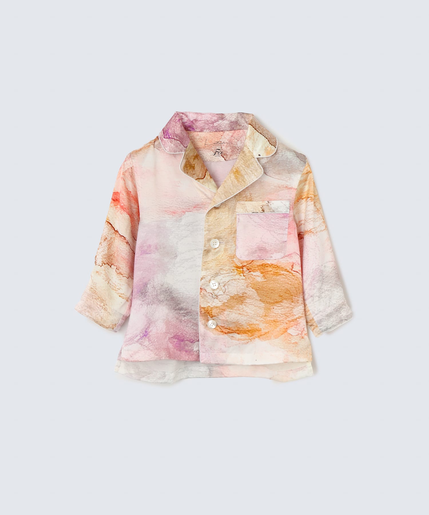 キッズ］シルクパジャマ オレンジ セット