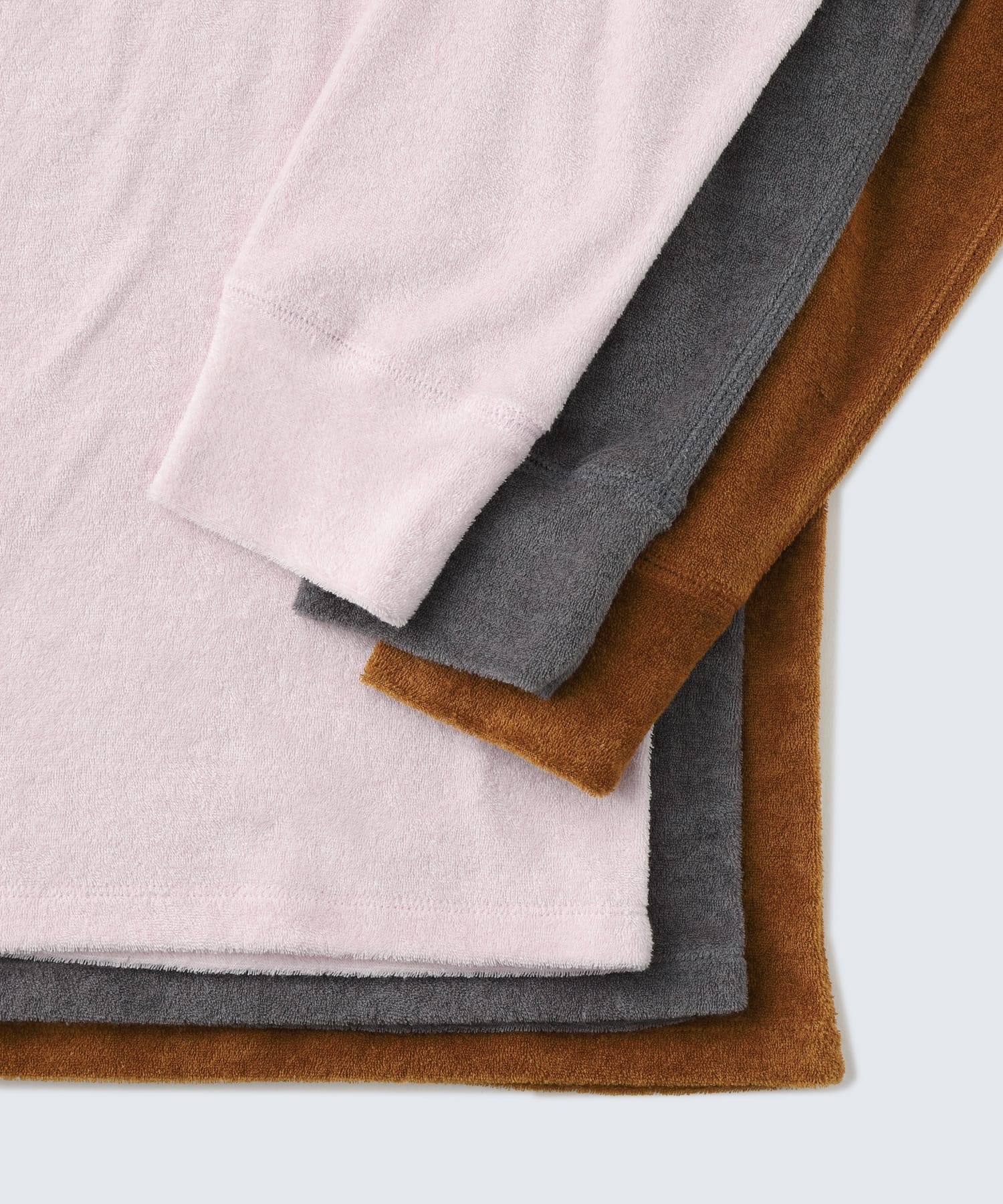 コットンカシミヤパイル グレー セット（プルオーバー×パンツ）