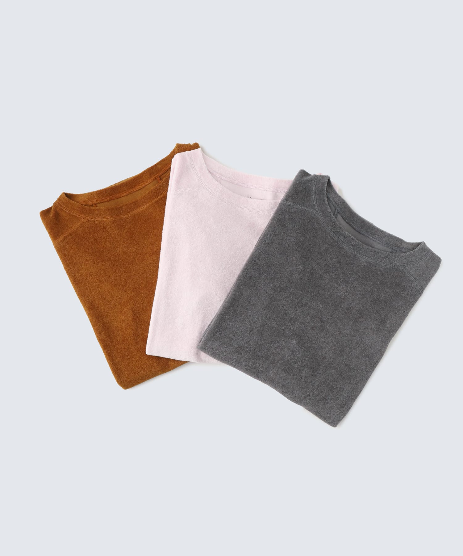 コットンカシミヤパイル グレー セット（プルオーバー×パンツ）