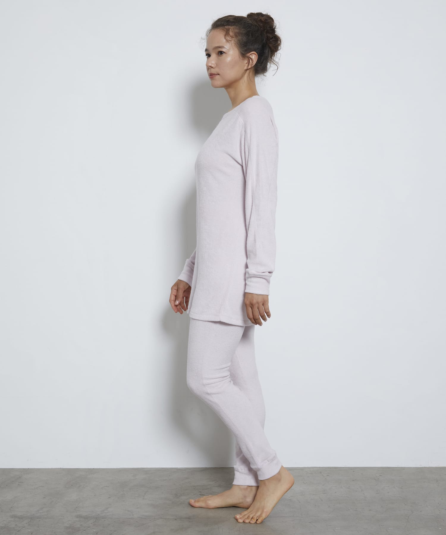 コットンカシミヤパイル ピンク セット（プルオーバー×パンツ）