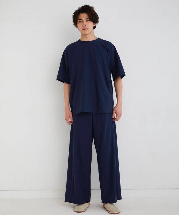 【セットアップ】ロイヤル オーガニックコットン  Tシャツ & ワイドパンツ ネイビー - Foo Tokyo公式ストア