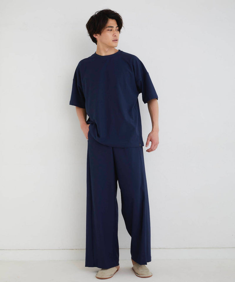 【セットアップ】ロイヤル オーガニックコットン  Tシャツ & ワイドパンツ ネイビー - Foo Tokyo公式ストア