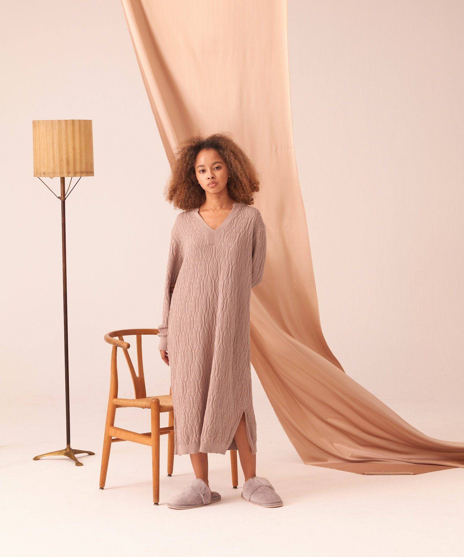 Foo Tokyo 公式ストア | コットンカシミヤ ニットワンピース ベージュ
