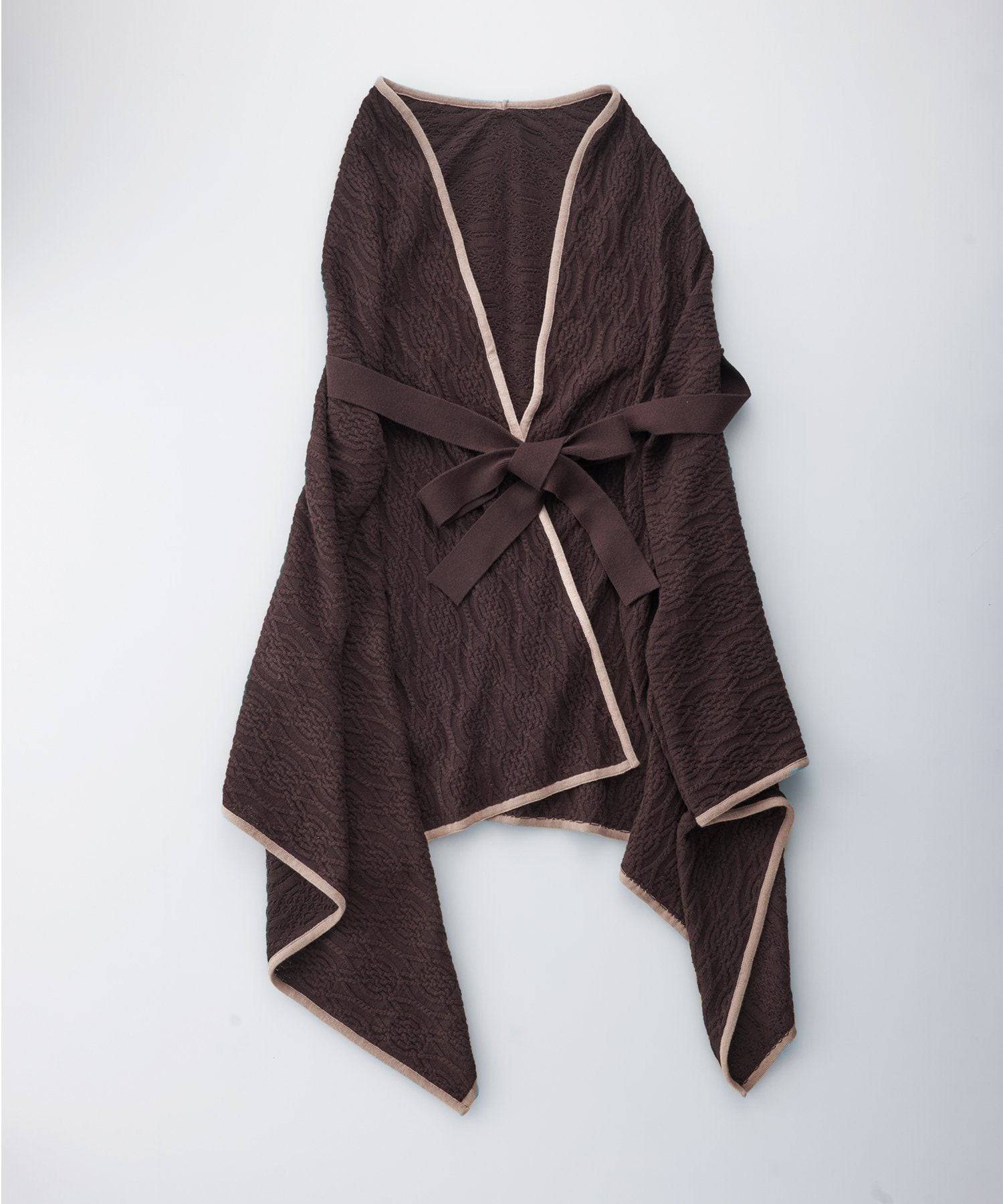 コットンカシミヤ ニットブランケットケープ ダークブラウン - Foo Tokyo公式ストア