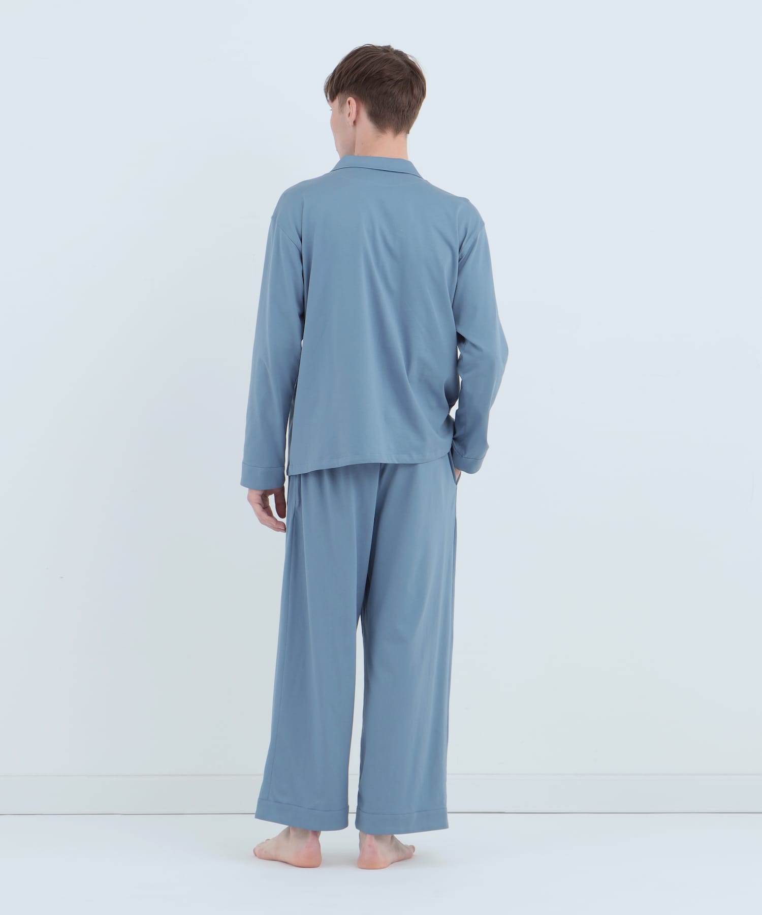 【セットアップ】ロイヤル オーガニックコットン ダブルボタン パジャマ コバルトブルー - Foo Tokyo公式ストア