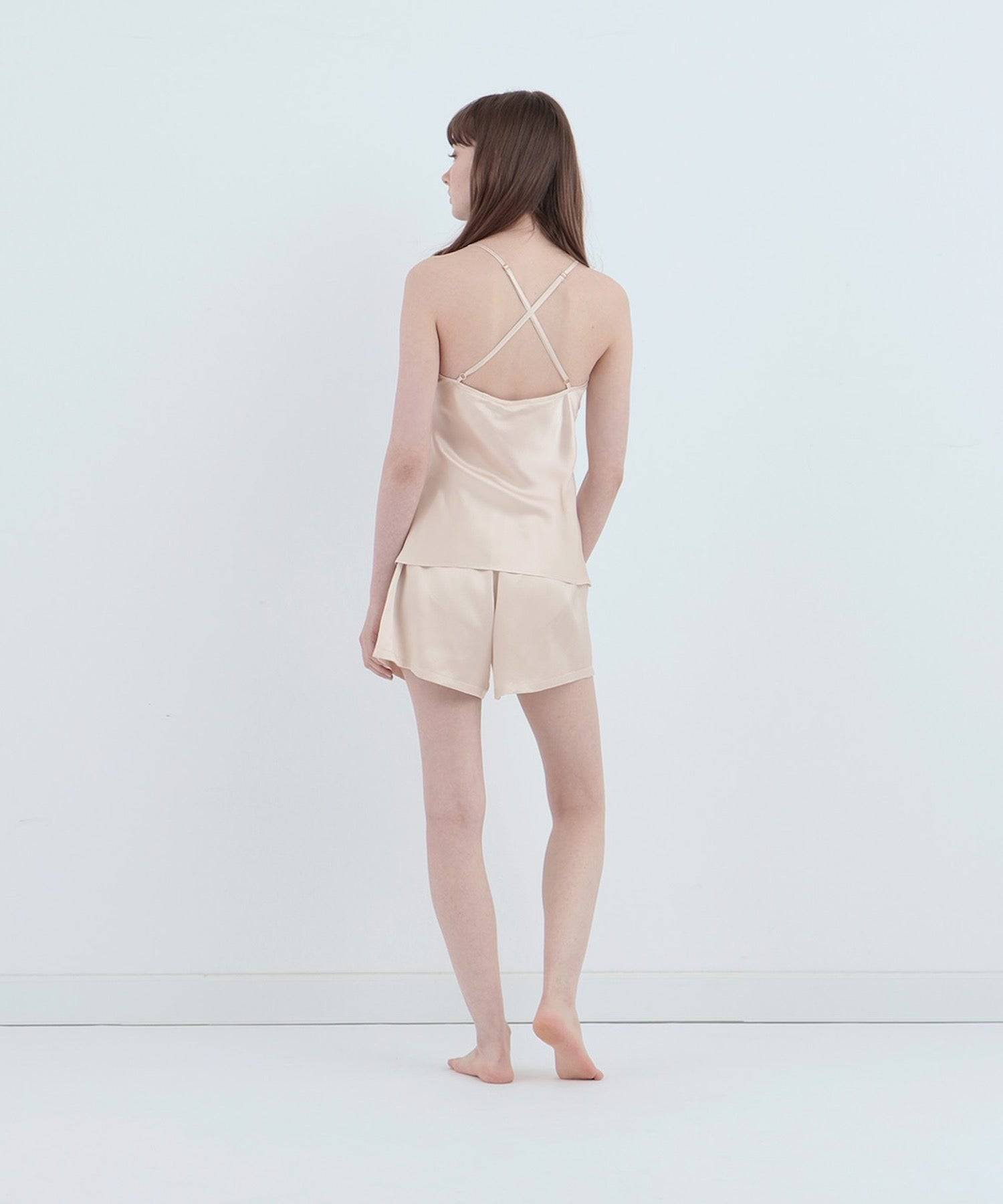 シルクイージーセット とろみオーバーサイズシャツ&ウエスト伸縮ショートパンツ XMMSH31J2 XEXYMENS UVカット トリコット クーリング ショートパンツ