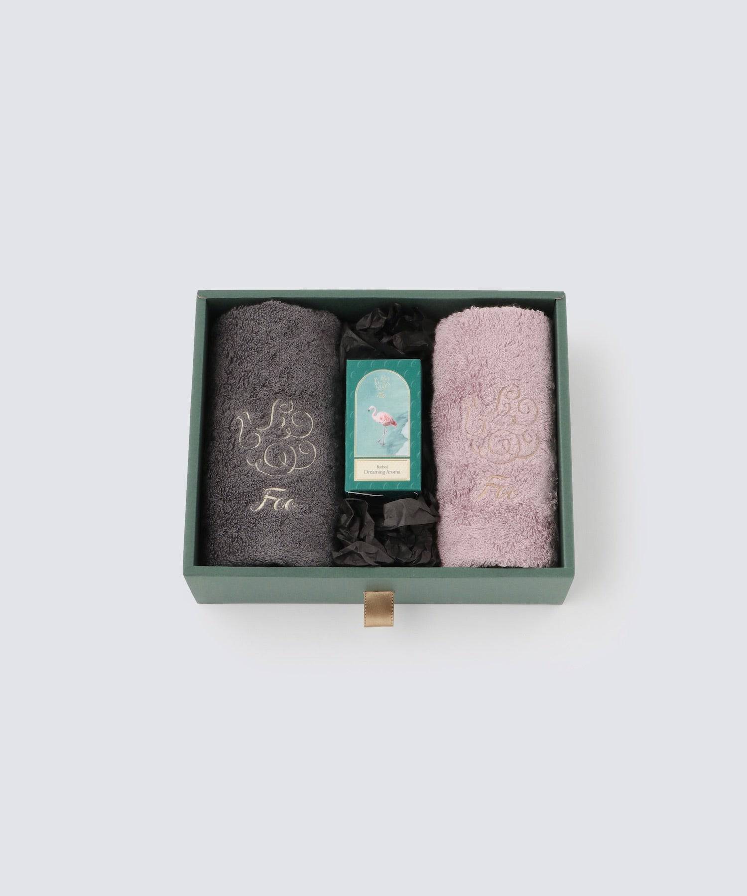 オーガニックコットン ハンドタオル2枚 & Foo Tokyo バスオイル Dreaming Aroma  1本 ギフトセット - Foo Tokyo公式ストア
